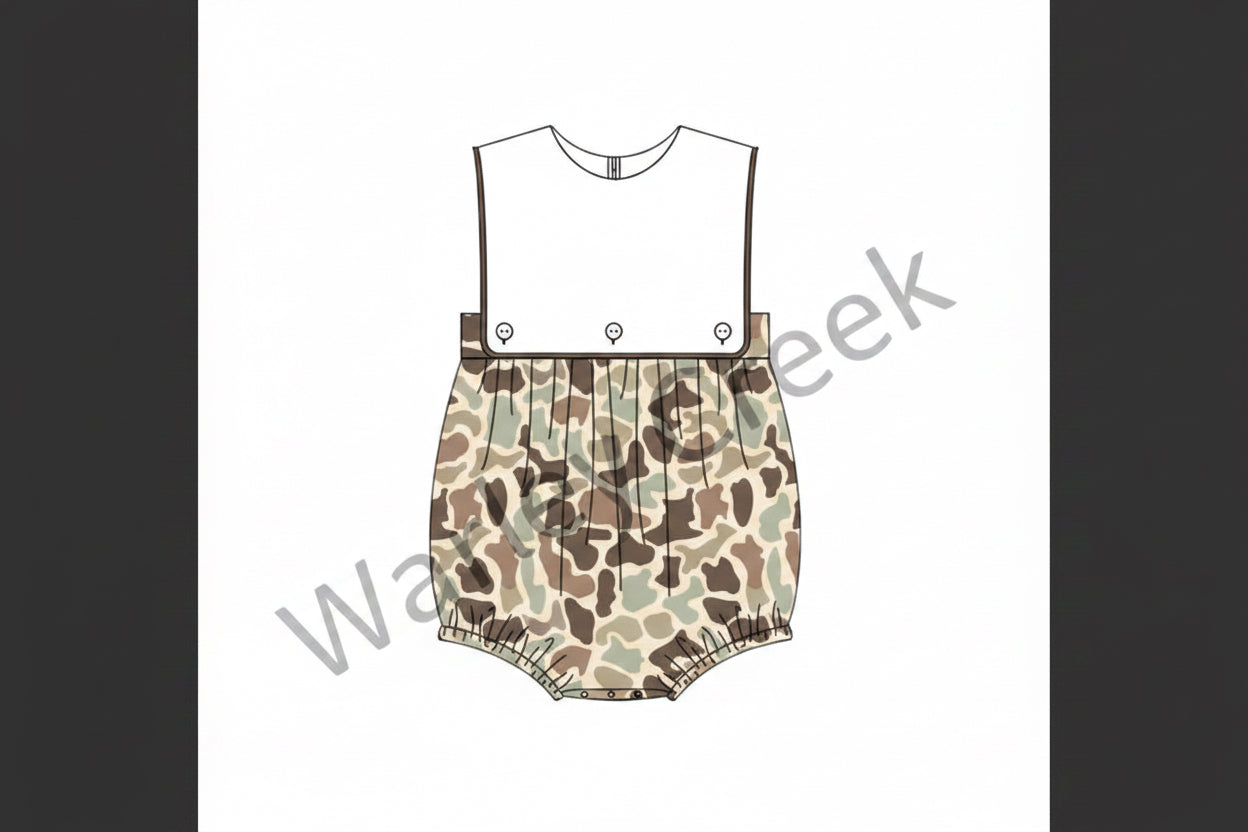 *PO ETA End of September* Smocked Baby Apron Bubble Romper (Unisex)