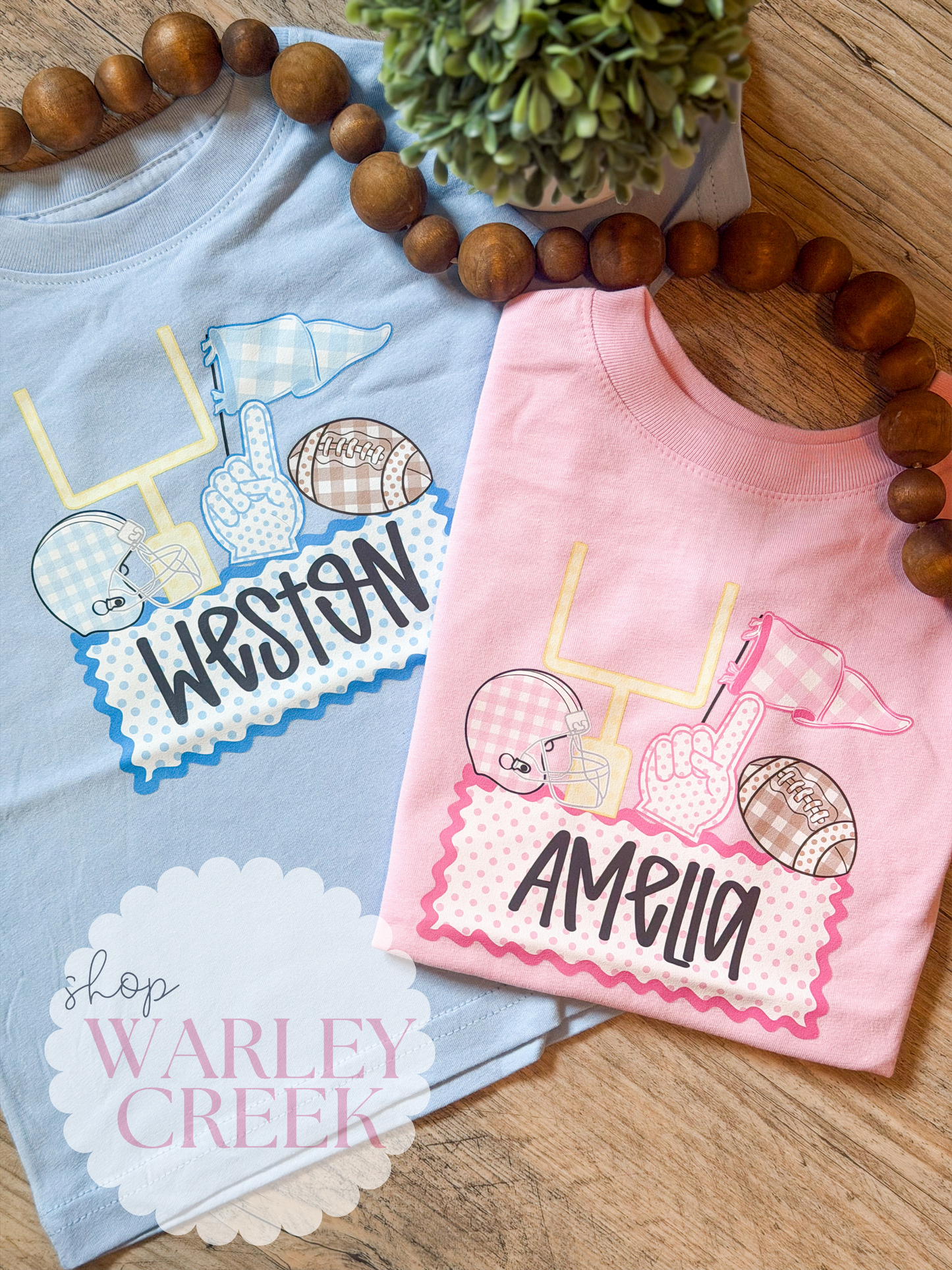 Preppy Kids Football Name Tee/Bubble