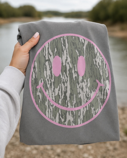 Camo Smiley Face Tee/Bubble
