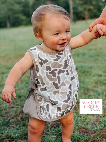 Smocked Baby Apron Sex Bubble Romper (Unisex)