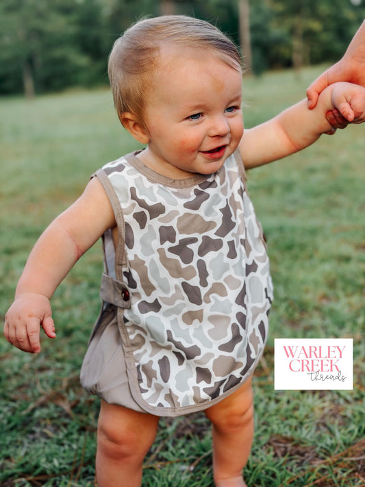 Smocked Baby Apron Sex Bubble Romper (Unisex)